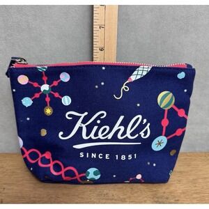 Kiehl's Since 1851 Limited Edition Janine Rewell Blue Makeup Cosmetic Zip Pouch